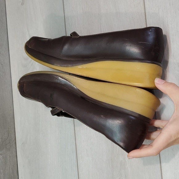 Vintage L.E.I Womens Jennefer Y2K Leather Mary Jane Wedge Clogs shoes sz 9 - Picture 8 of 13